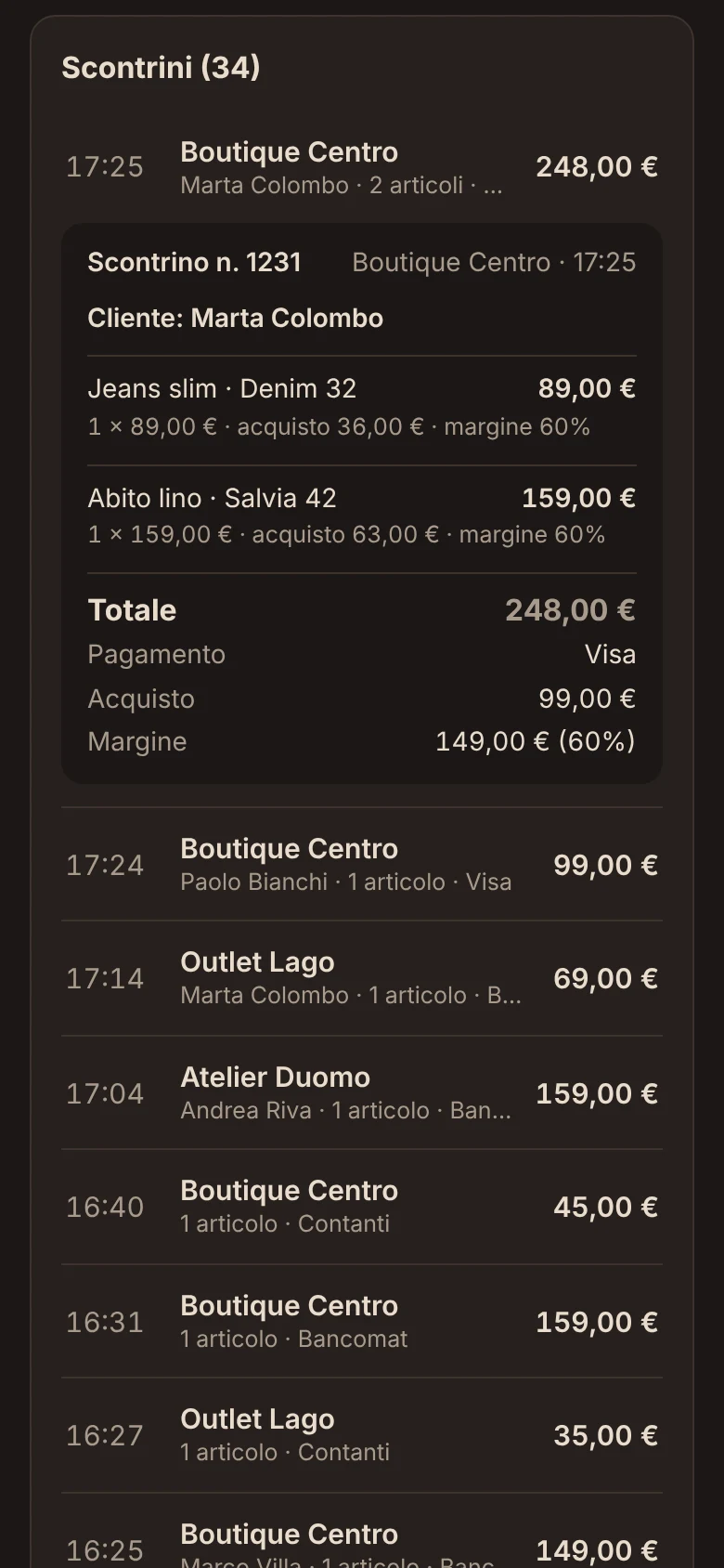 Negotio Cassa: dettaglio di uno scontrino